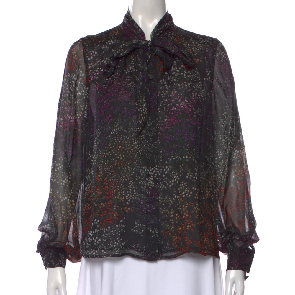 Size S - CO Collection black blouse with multi color flowers
